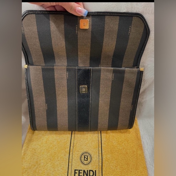 Fendi Vintage Pequin Clutch - Picture 5 of 8